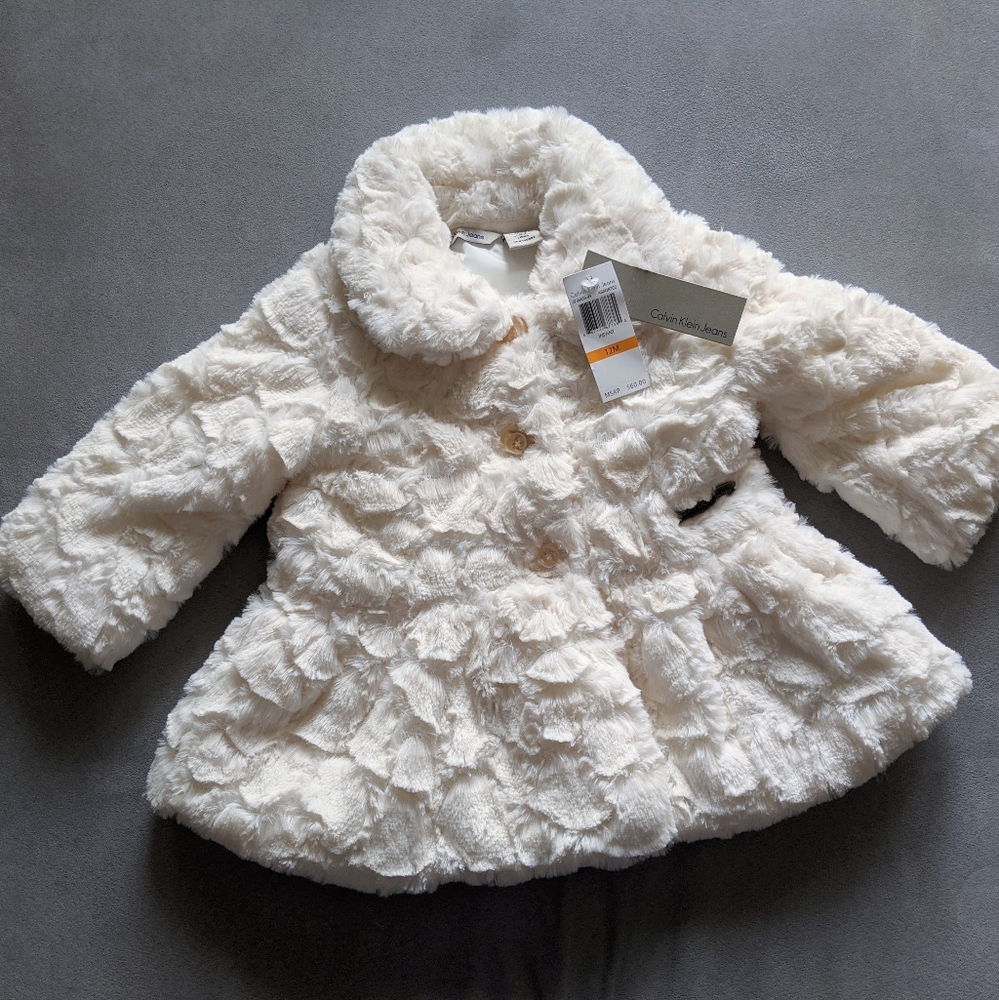 Faux fur peplum coat | Calvin Klein